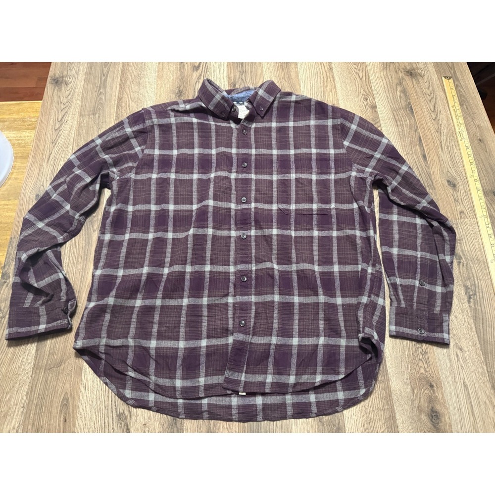 Old Ranch Shirt, Men's Size XXL, Purple Grey Plaid Long Sleeve Button Up Shirt